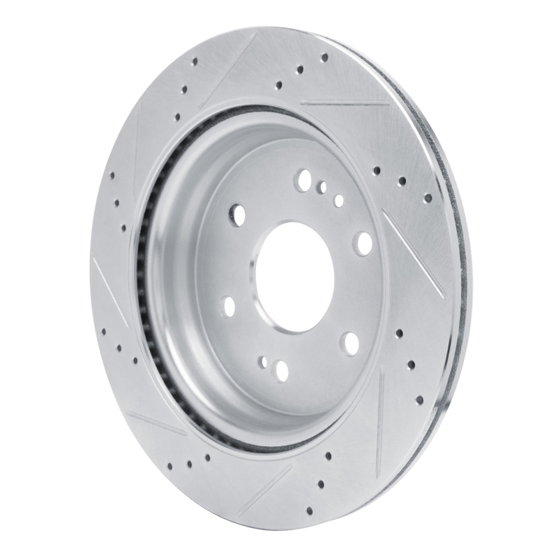 Cadillac Escalade ESV Brake Rotor (1) - Rear Right - R1 Concepts - Drilled & Slotted - Silver - `19-`25